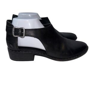 Lucky Brand Women's Shoes Size 10M Black Leather Slip On Buckle Close Low Heel